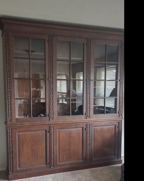 LARGE FRENCH BOOKCASE WITH MULLIONED GLASS DOORS