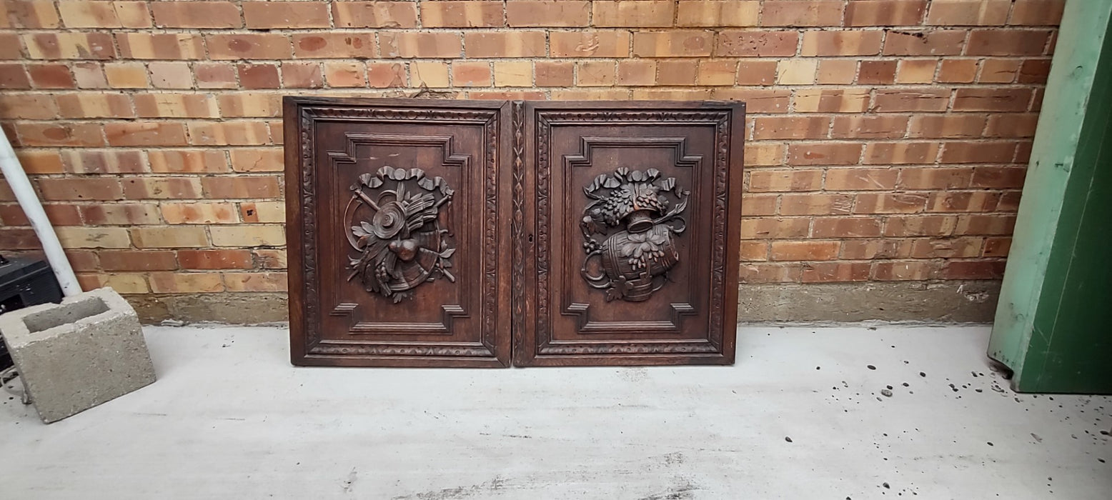 PAIR OF HARVEST CARVED CABINET DOORS