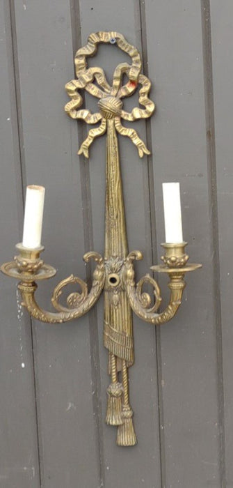 LOUIS XVI BRASS RIBBON WALL SCONCES