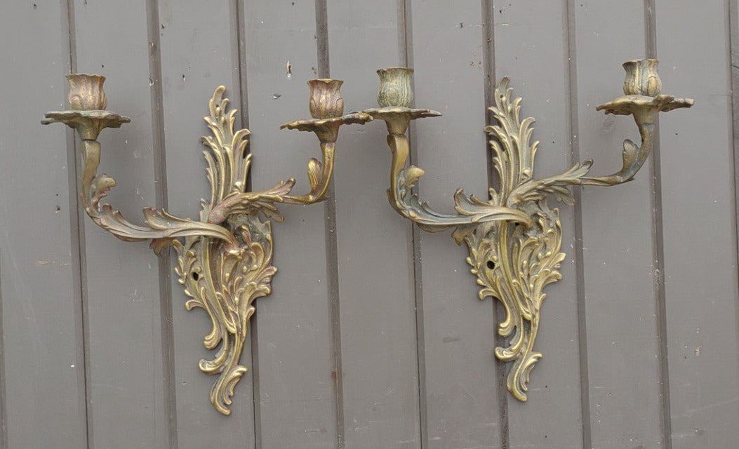 LOUIS XV BRASS DOUBLE ARM CANDLE SCONCES