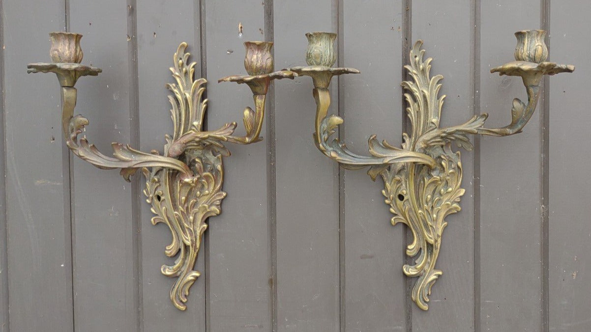 LOUIS XV BRASS DOUBLE ARM CANDLE SCONCES