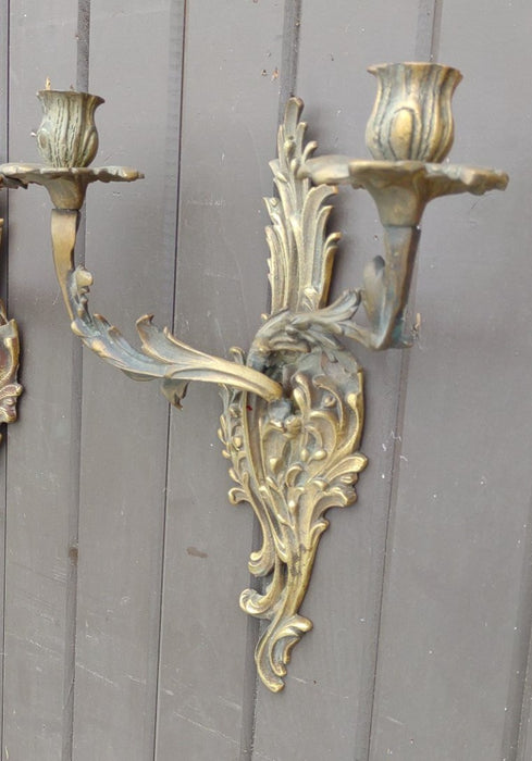 LOUIS XV BRASS DOUBLE ARM CANDLE SCONCES