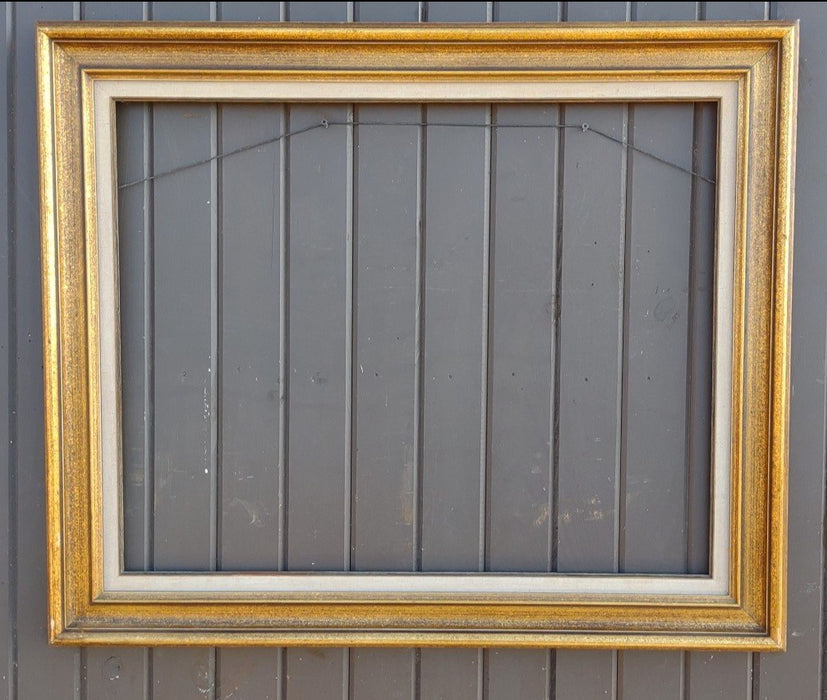 ANTIQUE GOLD WOOD FRAME WITH LINEN LINER