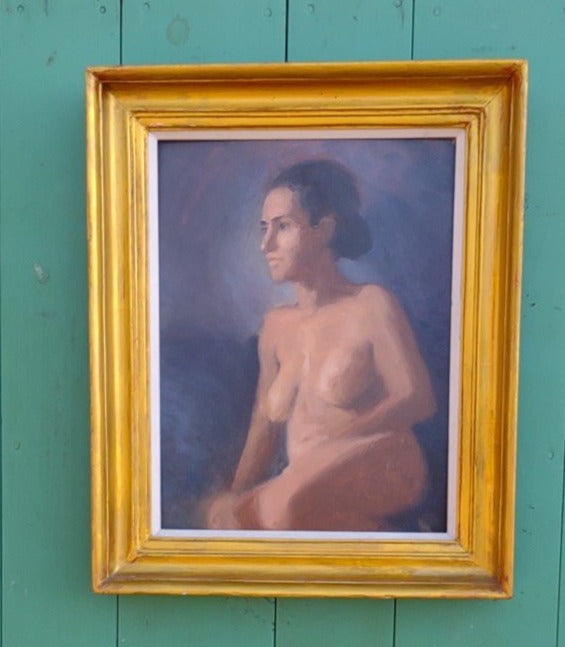 FRAMED OIL PAINTING OF A NUDE WOMAN