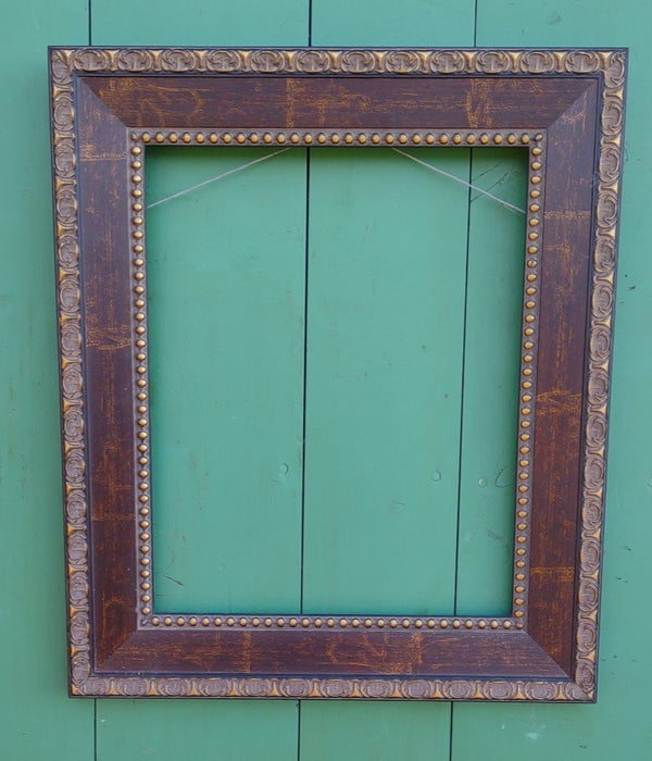 SMALL VAN DYKE BROWN AND GOLD FRAME  AND BEADING