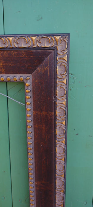 SMALL VAN DYKE BROWN AND GOLD FRAME  AND BEADING
