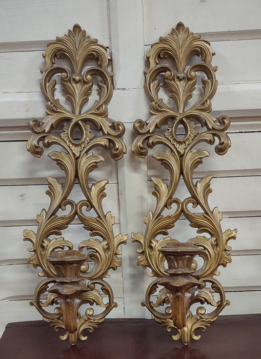 PAIR OF COMPOSITE CANDLE WALL SCONCES