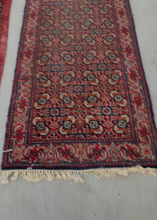 LONG HAND TIED PERSIAN RUNNER  IN BLUE TONES