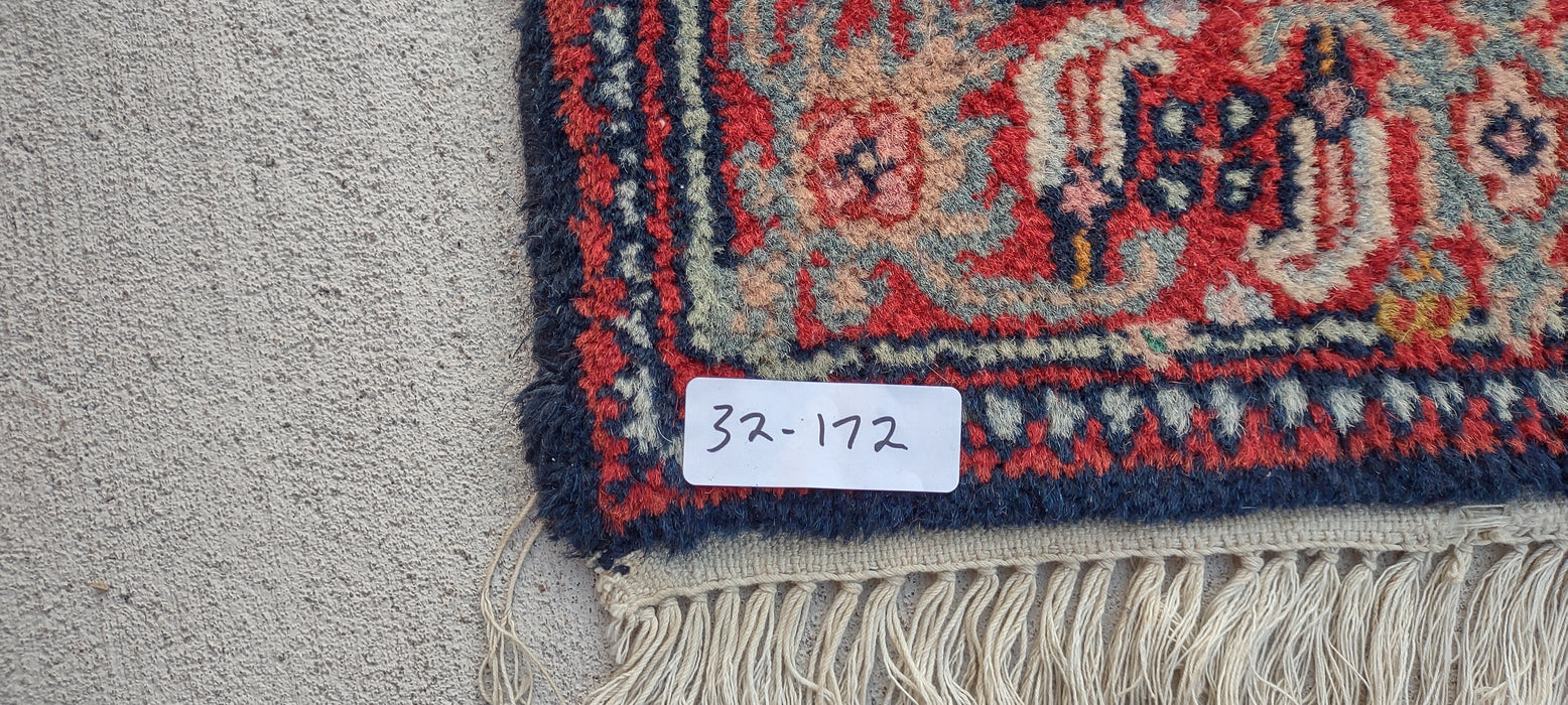 LONG HAND TIED PERSIAN RUNNER  IN BLUE TONES