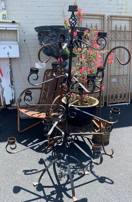 LARGE BLACK IRON FLOOR CANDLEABRA