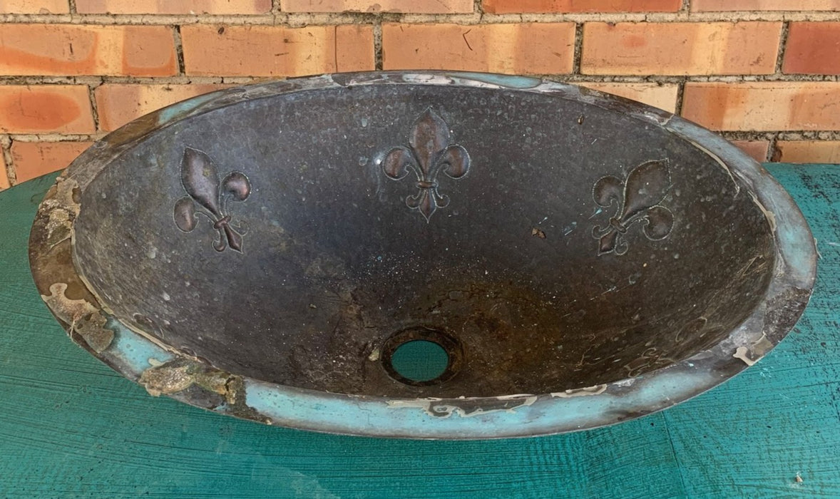 OVAL COPPER FLEUR DI LIS SINK