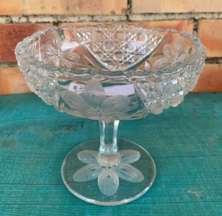 SMALL PRESSED GLASS FOOTED COMPOTE