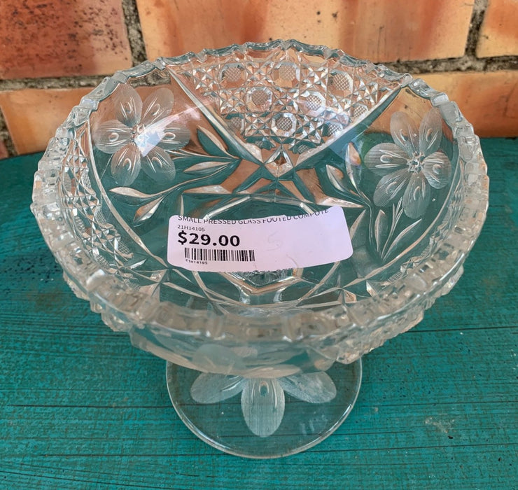 SMALL PRESSED GLASS FOOTED COMPOTE