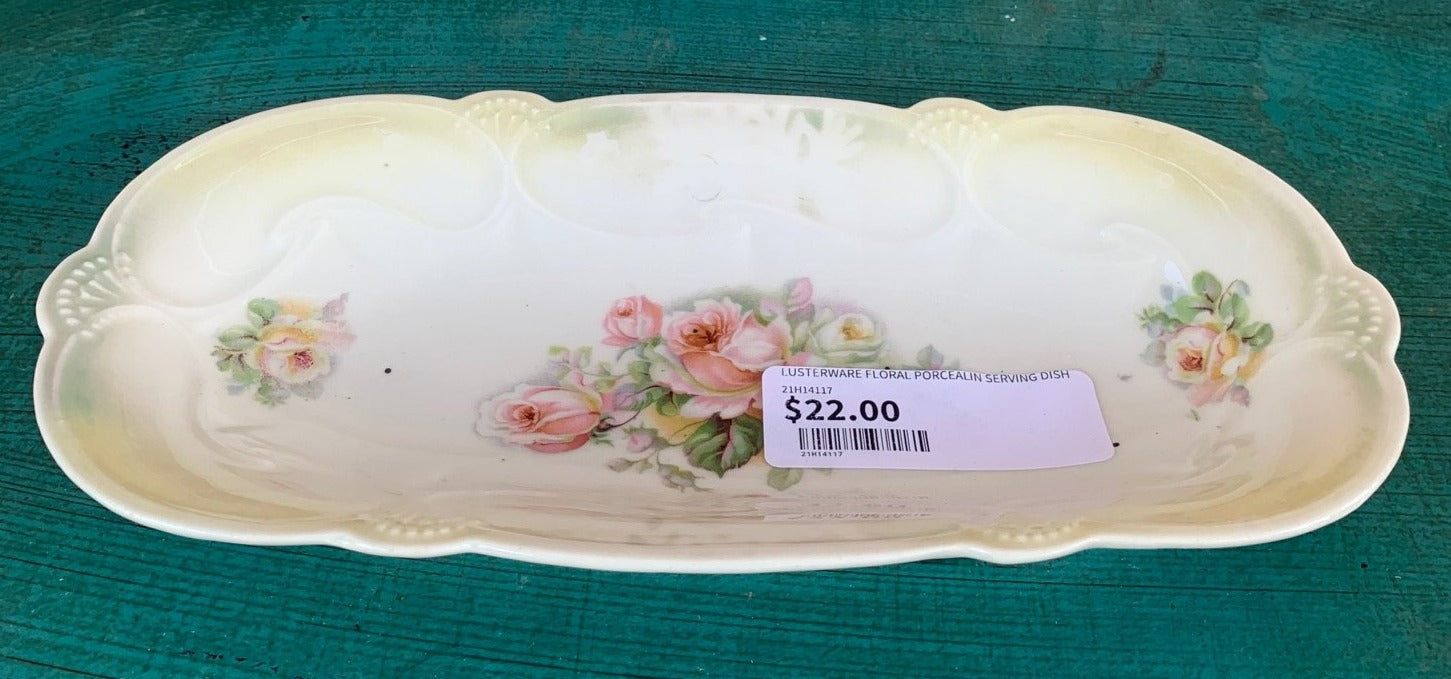 LUSTERWARE FLORAL PORCEALIN SERVING DISH