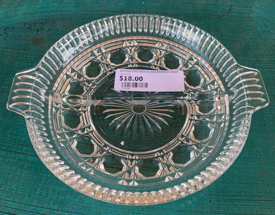 ROUND PRESSED GLASS DIVIDED DISH