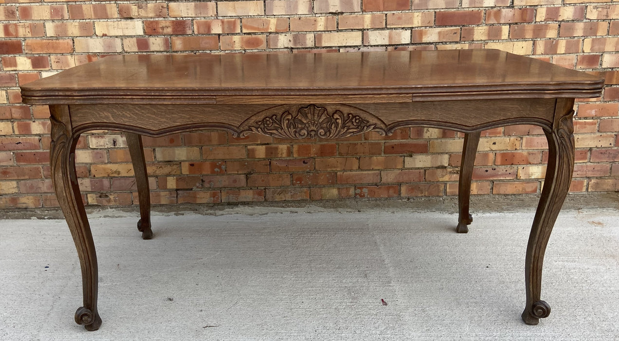 LOUIS XV CARVED OAK DRAW LEAF TABLE