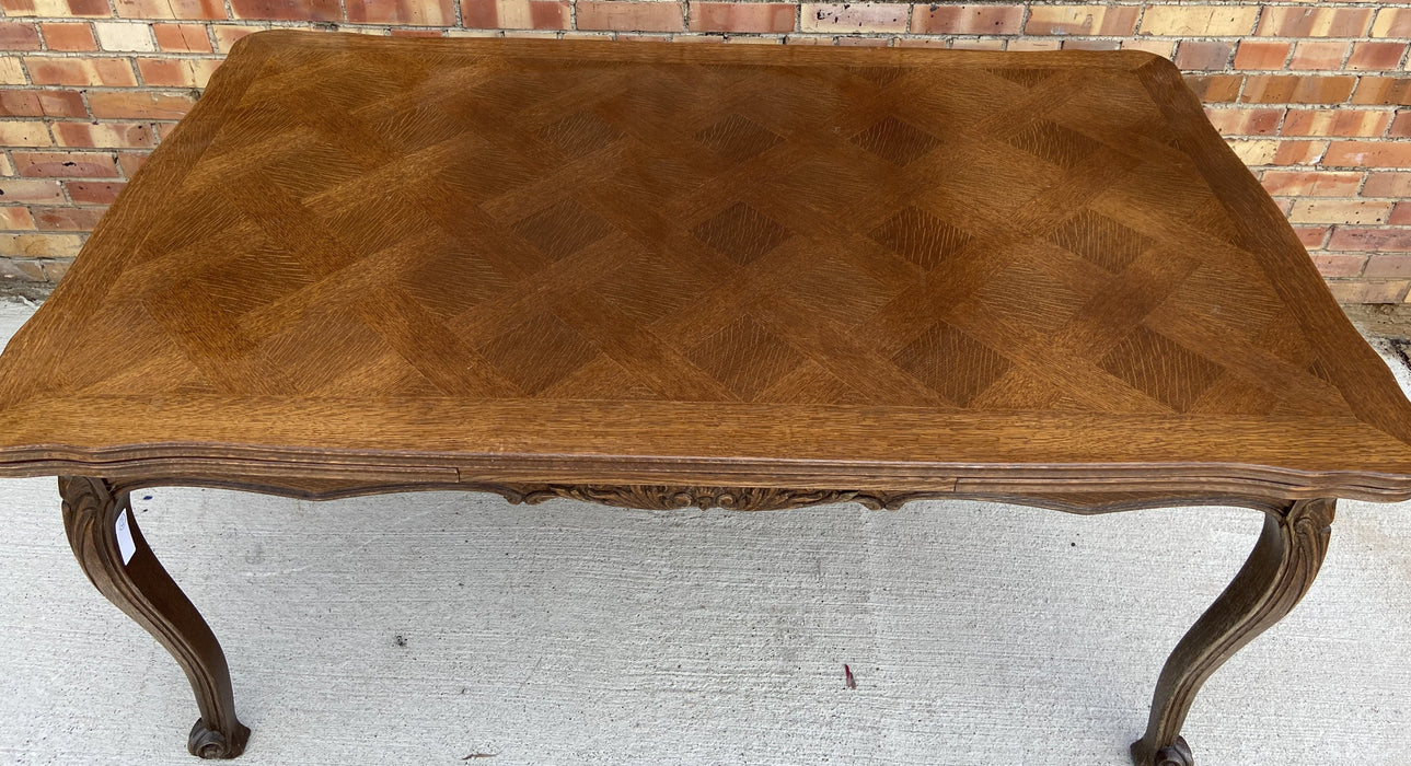 LOUIS XV CARVED OAK DRAW LEAF TABLE