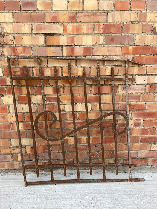 RUSTY PINNED IRON RAIL WITH S SHAPE