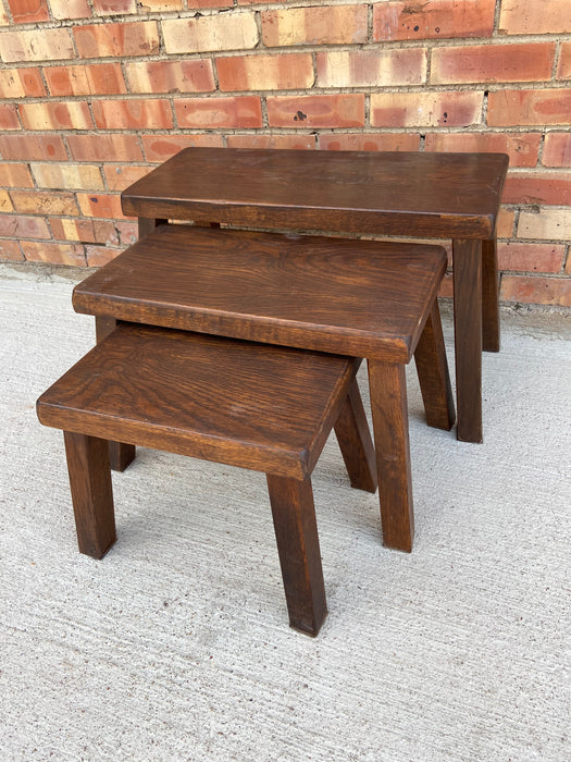 SET OF 3 RUSTIC NESTED TABLES