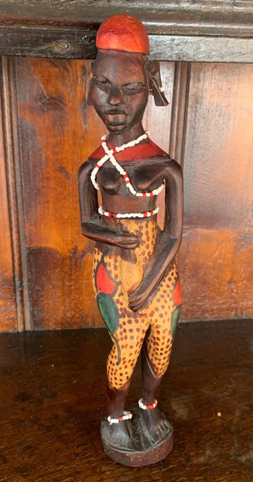 CARVED WOOD AFRICAN STATUE OF WOMAN