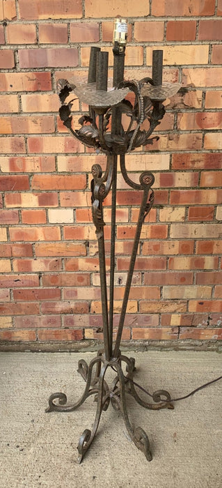 FOUR LIGHT WROUGHT IRON FLOOR LAMP