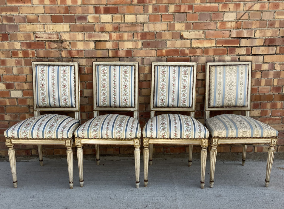 SET OF 4 LARGE LOUIS XVI PAINTED WOODEN CHAIRS