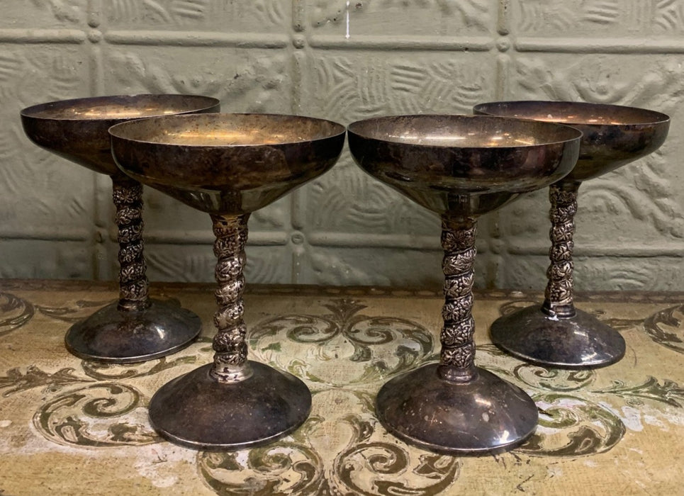 SET OF 4 SILVER PLATE GOBLETS