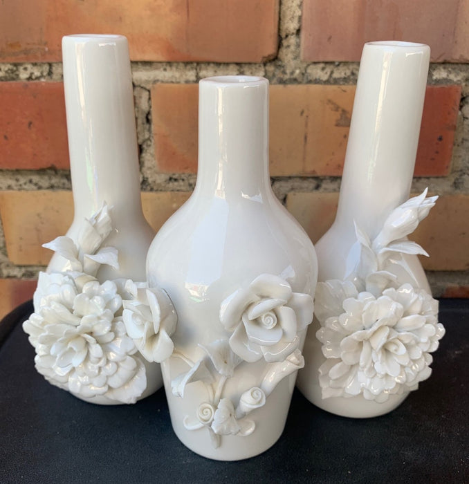 SET OF 3 BLANC DE CHEN VASES