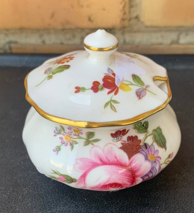 FLORAL ROYAL CROWN DERBY MUSTARD DISH