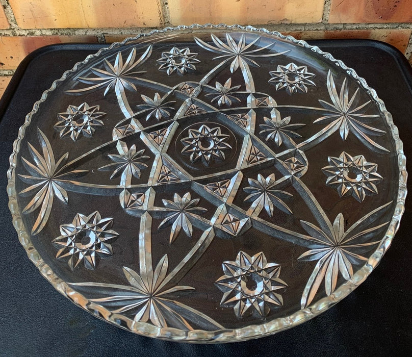 PRESSED GLASS ROUND TRAY