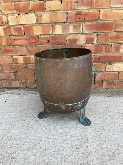 PAW FOOTED LION MASK BRASS PLANTER