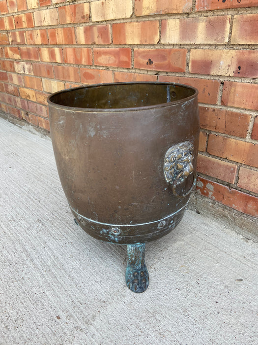PAW FOOTED LION MASK BRASS PLANTER