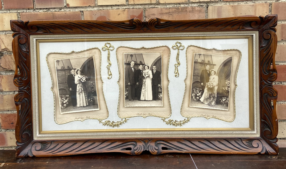 WOOD FRAME WITH TRYPTIC WEDDING PHOTOS