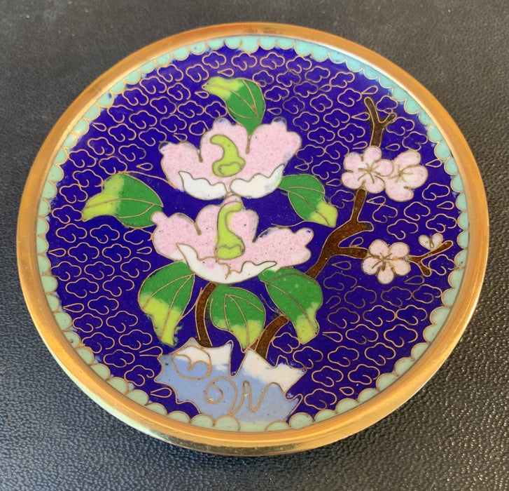 SMALL BLUE CLOISONNE DISH