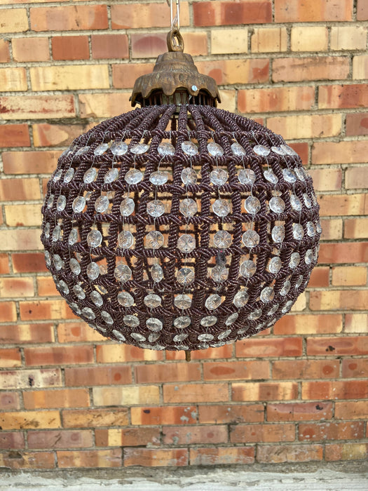 LAVENDER COLORED BEADED BALL LIGHT FIXTURE