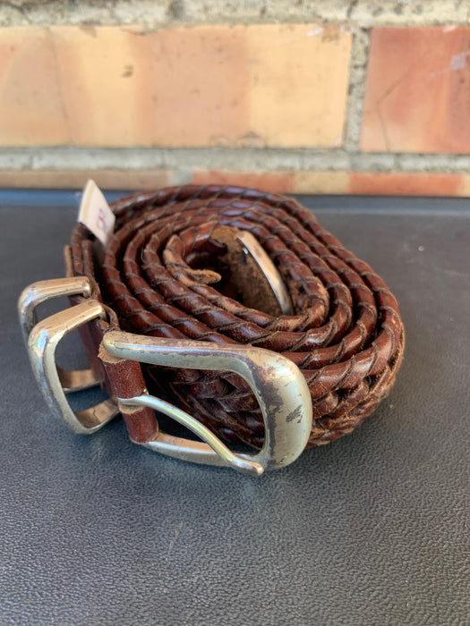 BRAIDED BROWN LEATHER BELT