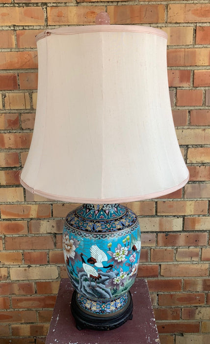 LARGE CLOISSONE LAMP WITH CRANES