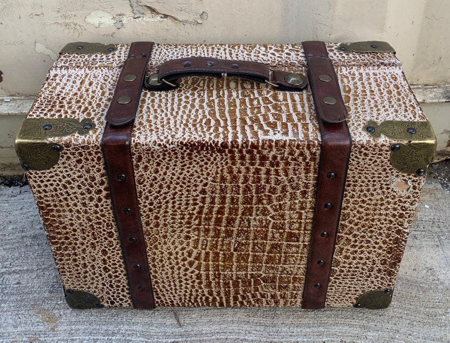 LARGE FAUX ALLIGATOR HIDE SUITCASE - AS FOUND