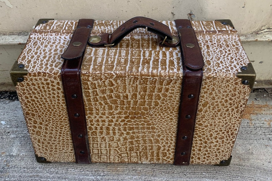 SMALL FAUX ALLIGATOR HIDE SUITCASE