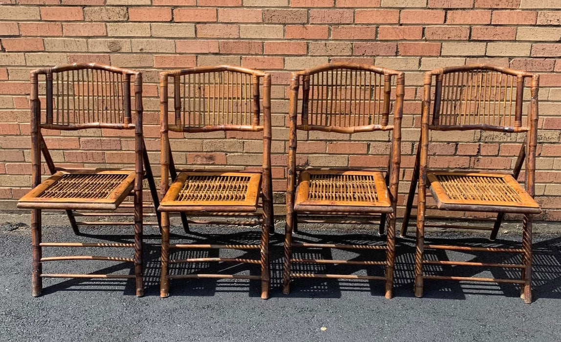 SET OF 4 BAMBOO FOLDING CHAIRS