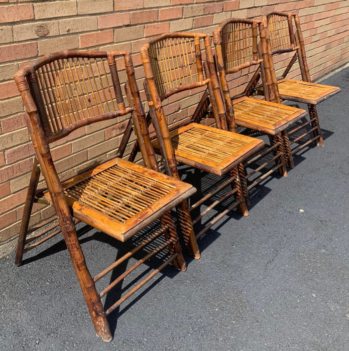 SET OF 4 BAMBOO FOLDING CHAIRS