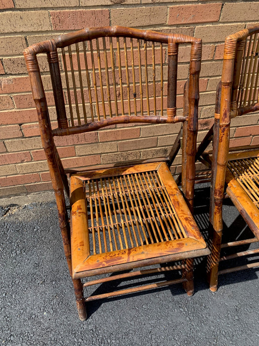 SET OF 4 BAMBOO FOLDING CHAIRS