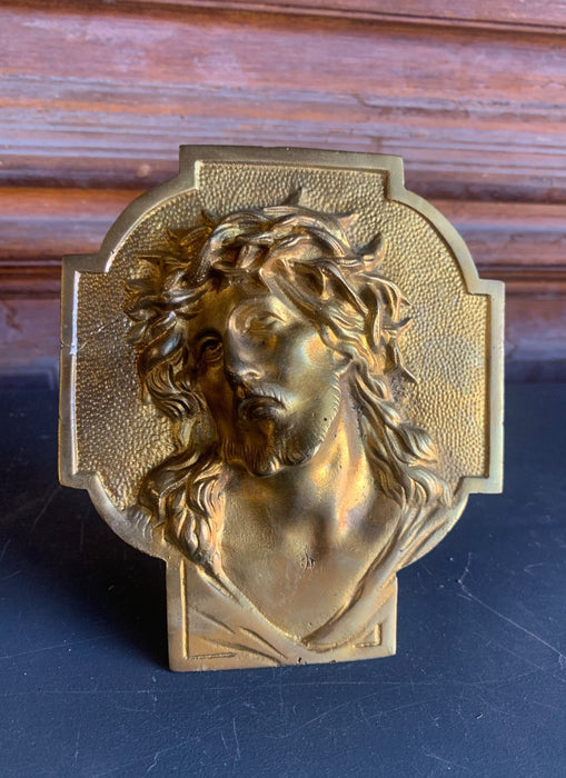 SMALL BRASS HINGED JESUS PLAQUE