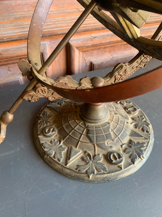 BRASS ARMILLARY ON CONCRETE BASE