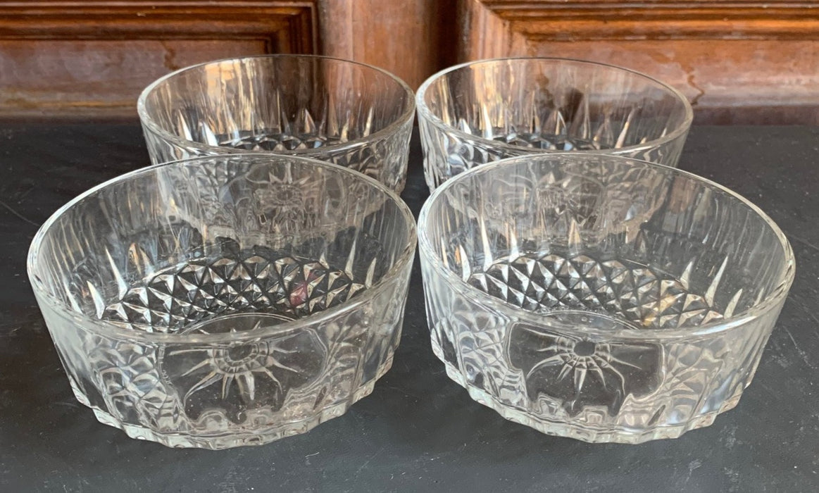 SET OF 4 SMALL FRENCH PRESSED GLASS BOWLS