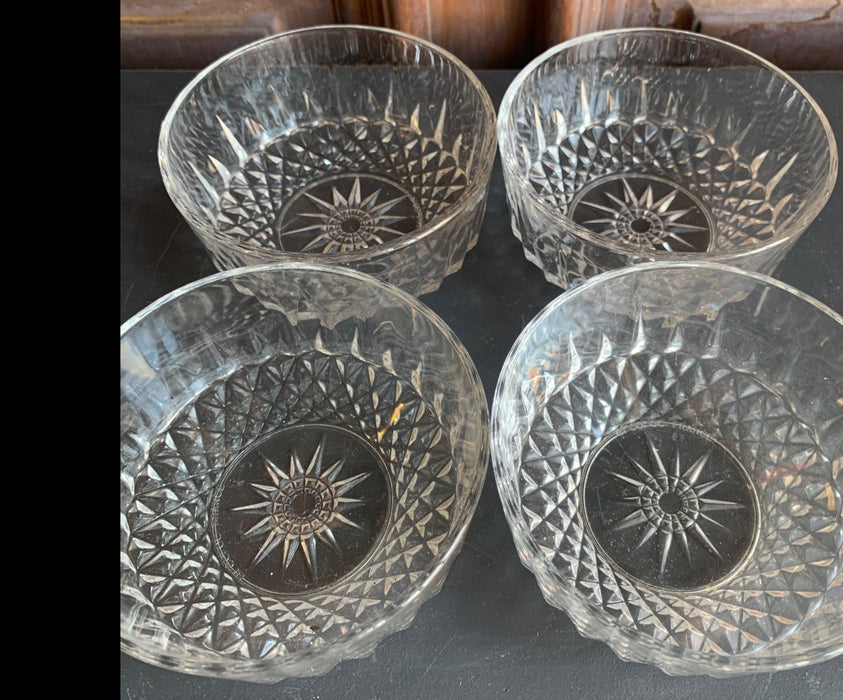 SET OF 4 SMALL FRENCH PRESSED GLASS BOWLS