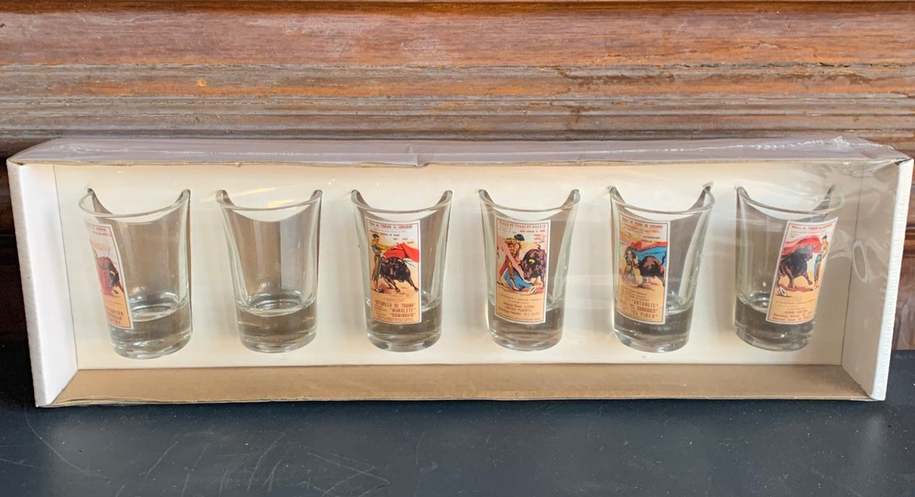 BOXED SET OF 6 SPANISH SHOT GLASSES