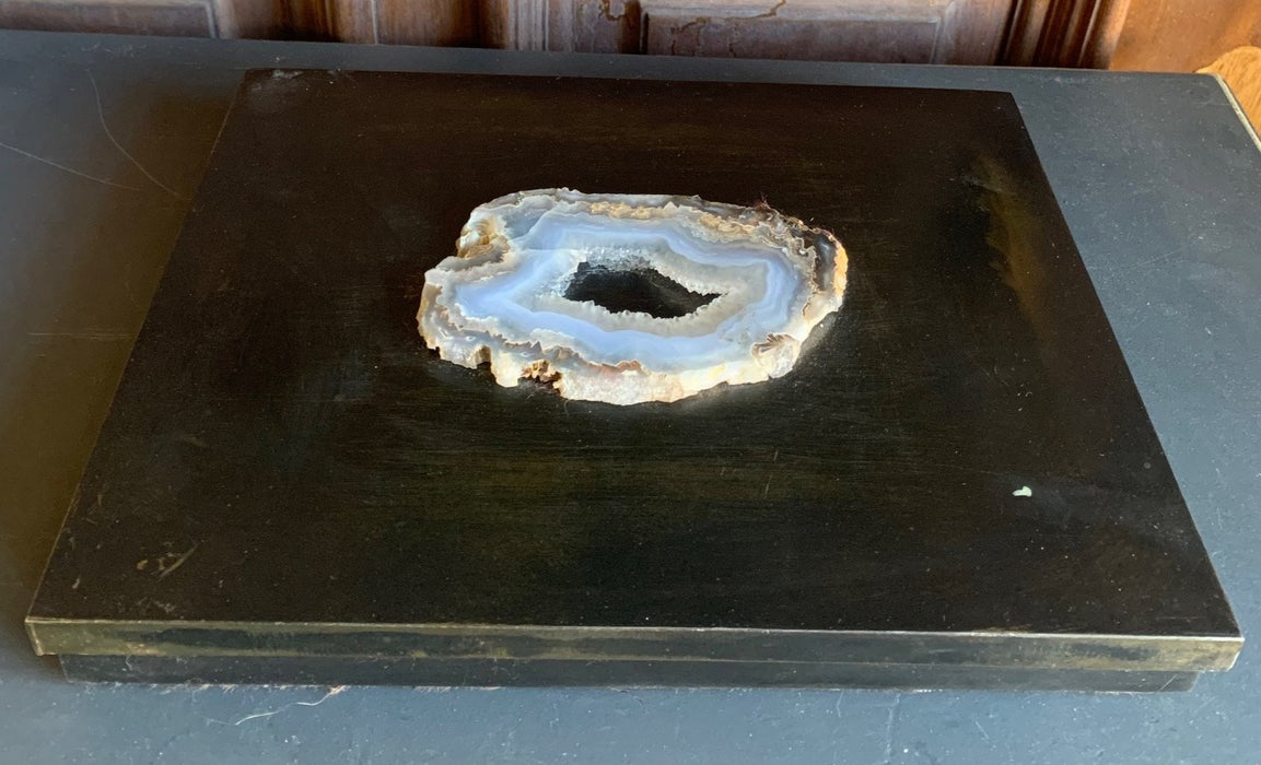 AGATE MOUNTED METAL BOX