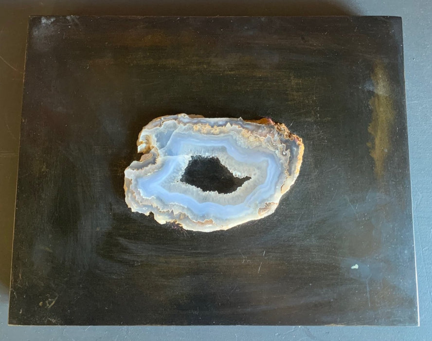 AGATE MOUNTED METAL BOX