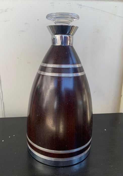 METAL BROWN AND CHROME DECANTER